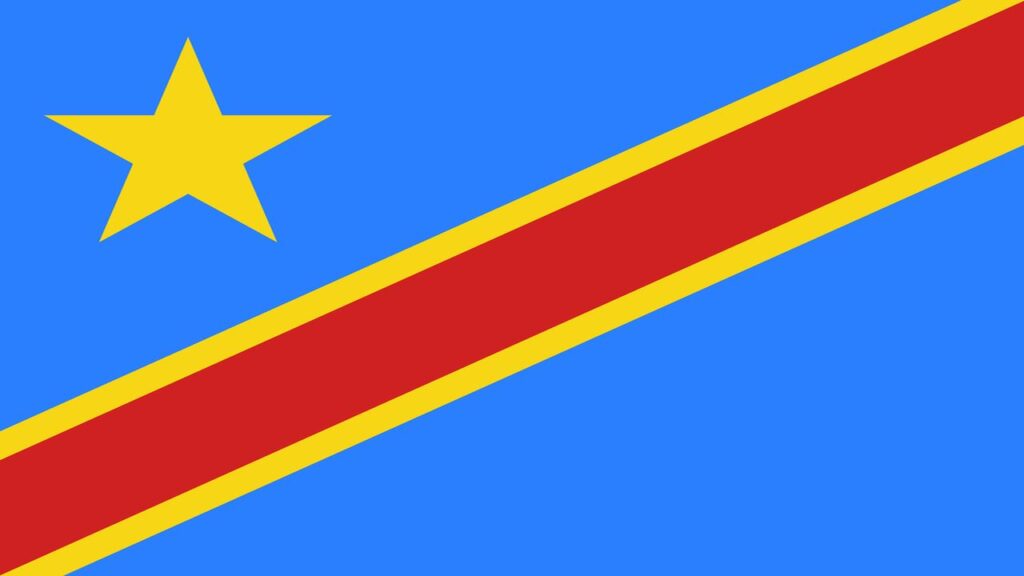 Flag of Democratic Republic of Congo in official rate and colors, vector.